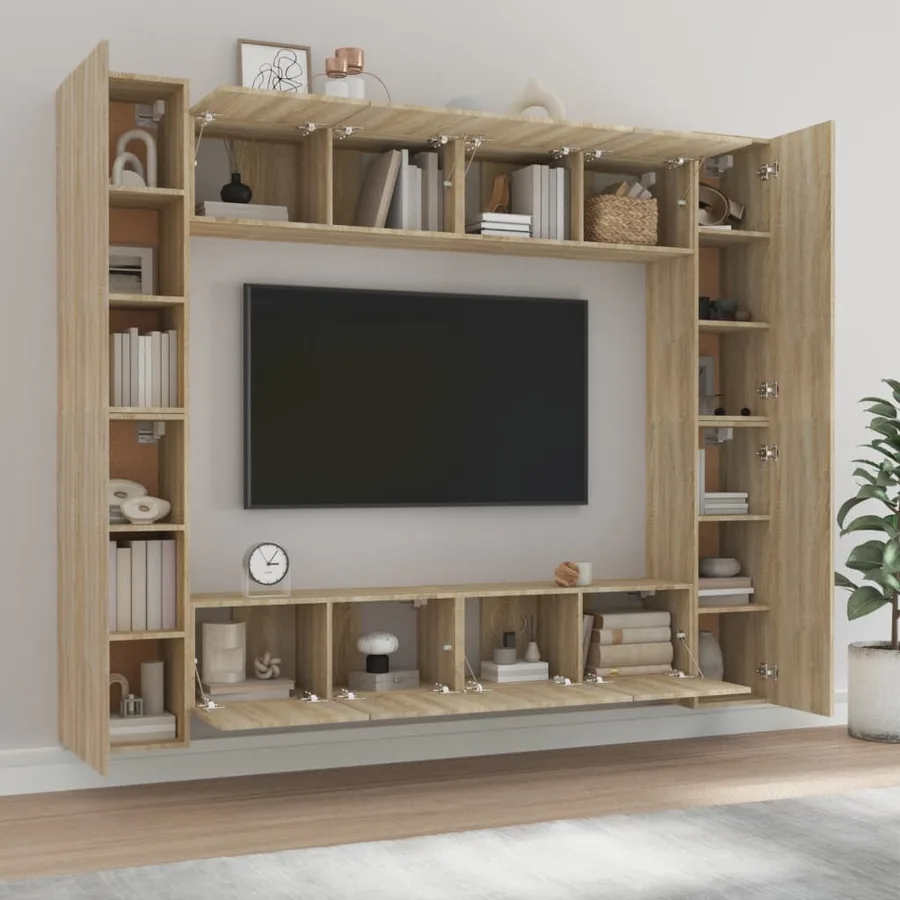 Ensemble de meubles TV 8 pcs Chêne sonoma Bois d'ingénierie - 3