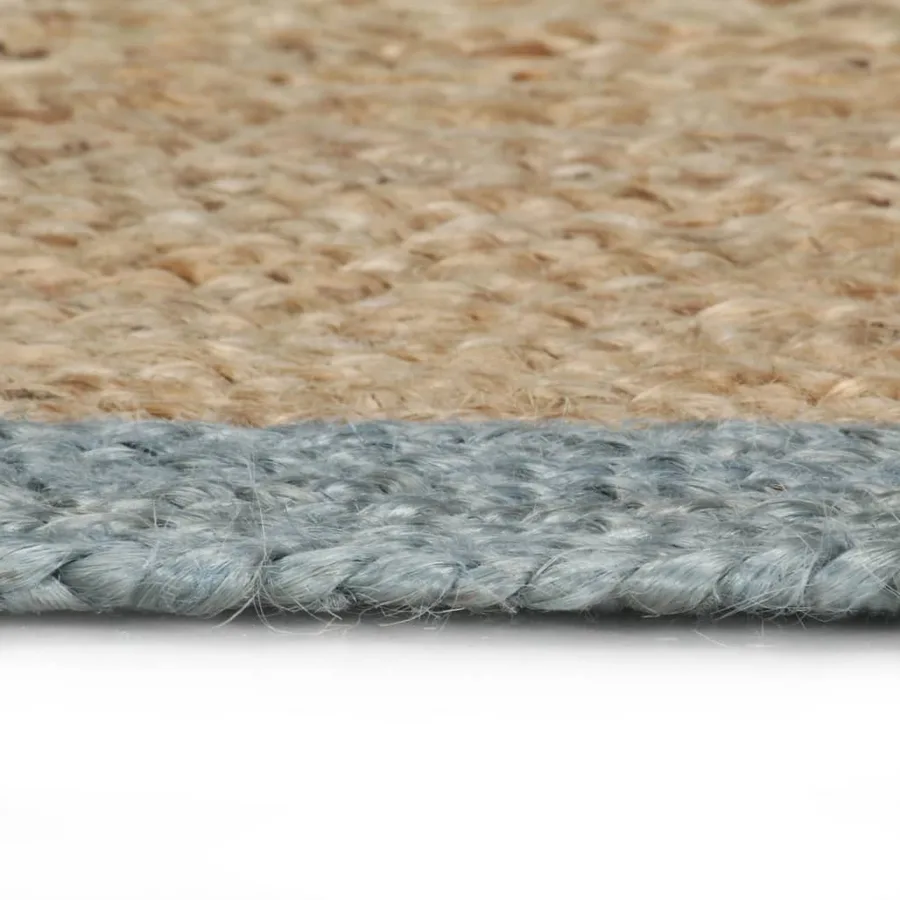 Tapis fait à la main Jute avec bord vert olive 150 cm - 3