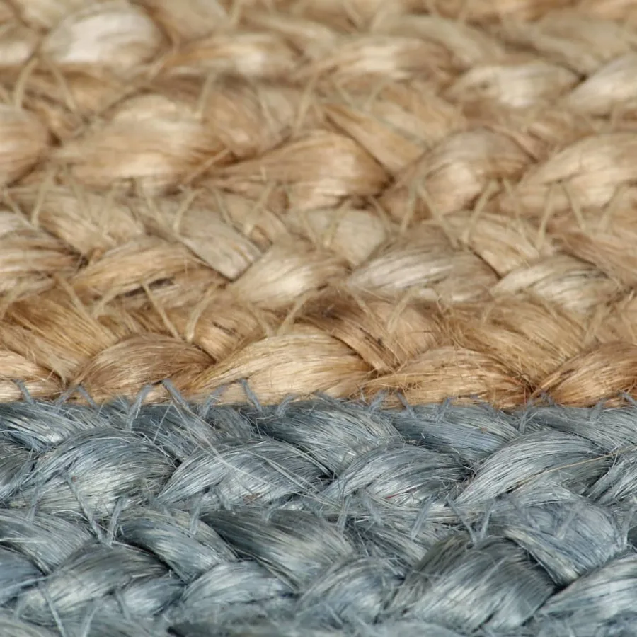 Tapis fait à la main Jute avec bord vert olive 150 cm - 5