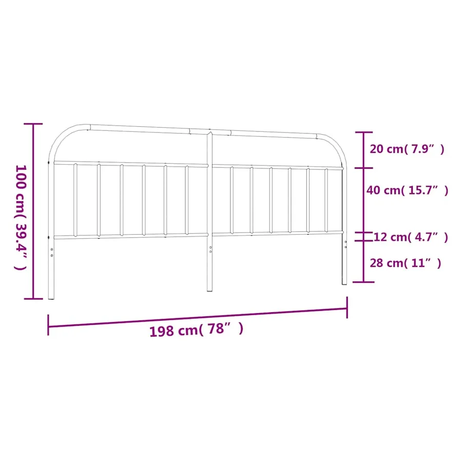 Tête de lit de remplacement métal noir 193 cm - 7
