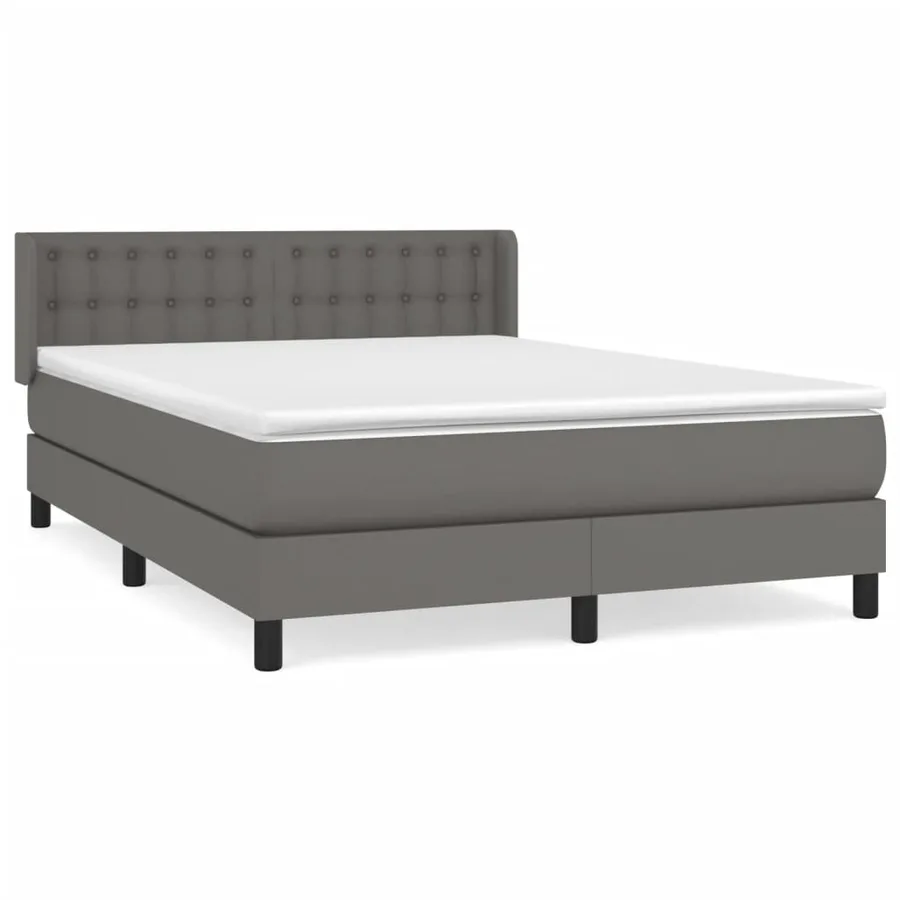 Sommier à lattes de lit avec matelas Gris 140x190 cm Similicuir - 2