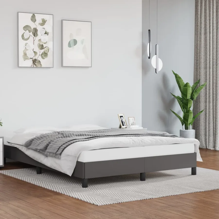 Cadre de lit sans matelas gris 140x190 cm similicuir