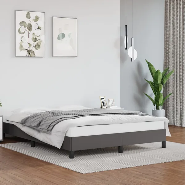 Cadre de lit sans matelas gris 140x190 cm similicuir