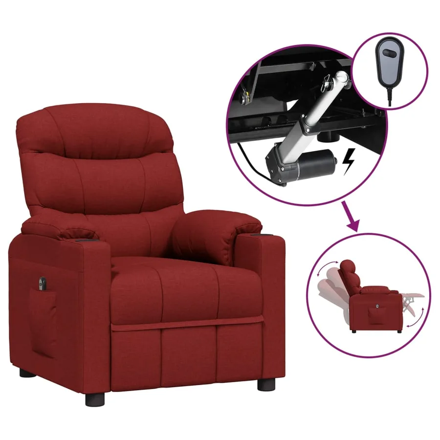Fauteuil inclinable électrique Rouge bordeaux Tissu - 2