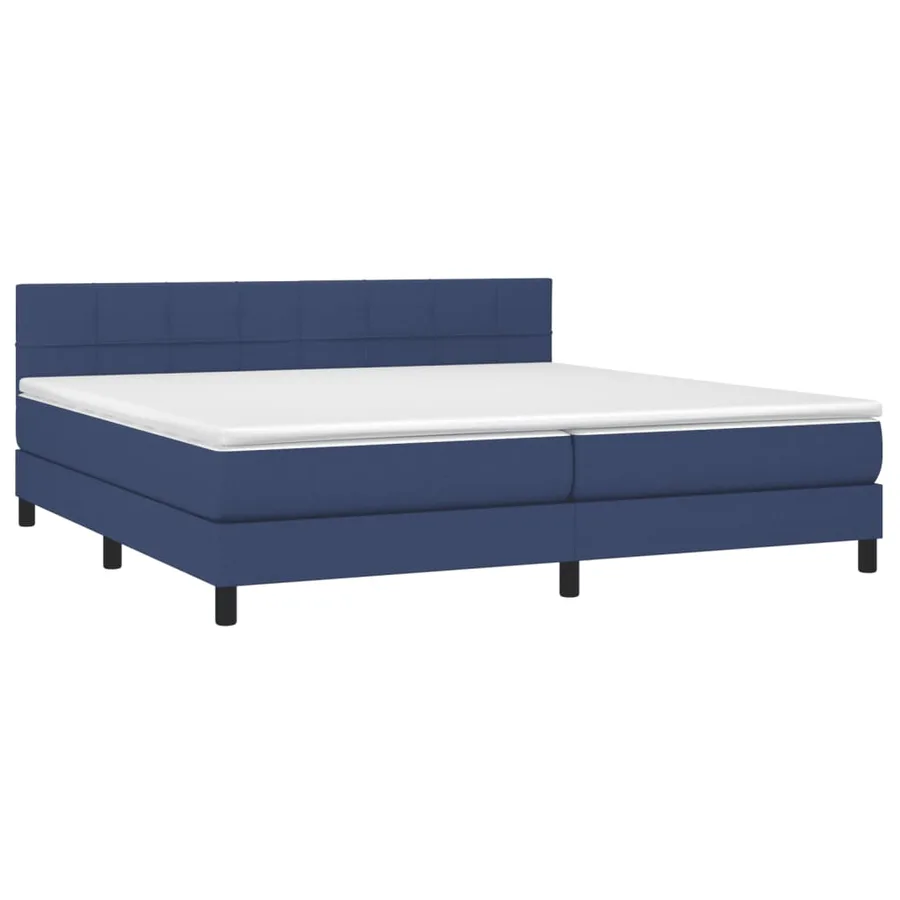 Sommier à lattes de lit et matelas et LED Bleu 200x200 cm Tissu - 3