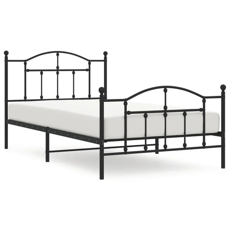 Cadre de lit métal sans matelas avec pied de lit noir 107x203cm - 2