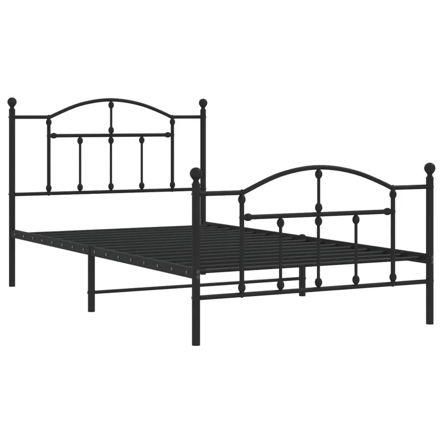 Cadre de lit métal sans matelas avec pied de lit noir 107x203cm - 3