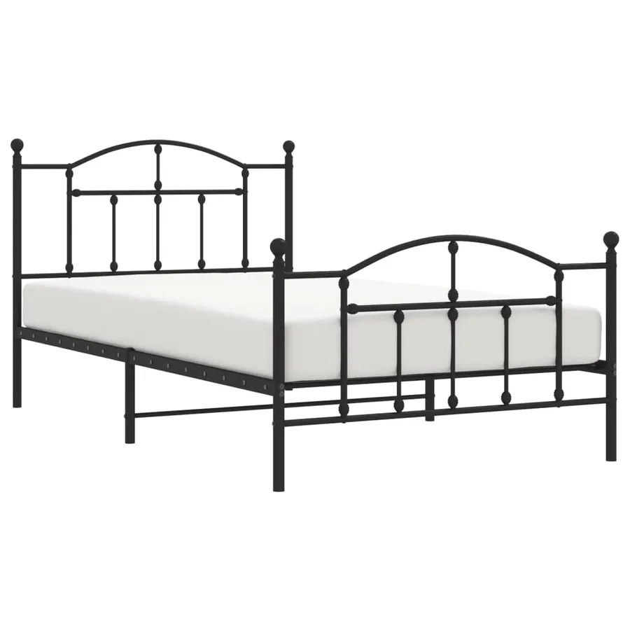 Cadre de lit métal sans matelas avec pied de lit noir 107x203cm - 4