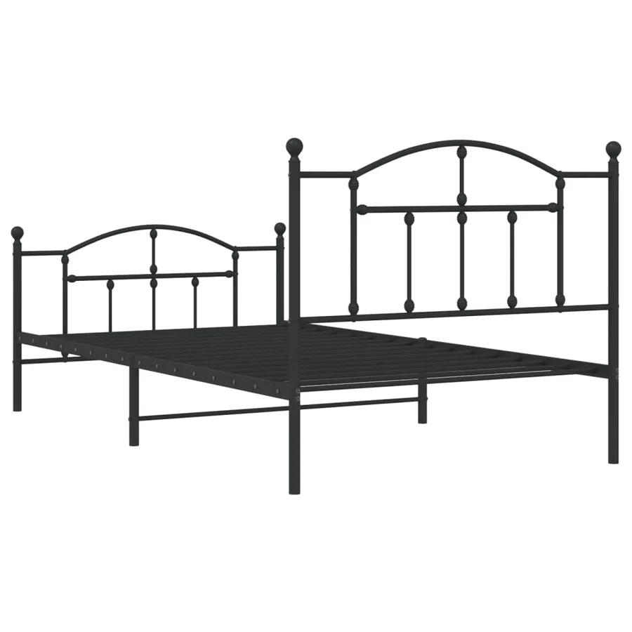 Cadre de lit métal sans matelas avec pied de lit noir 107x203cm - 7