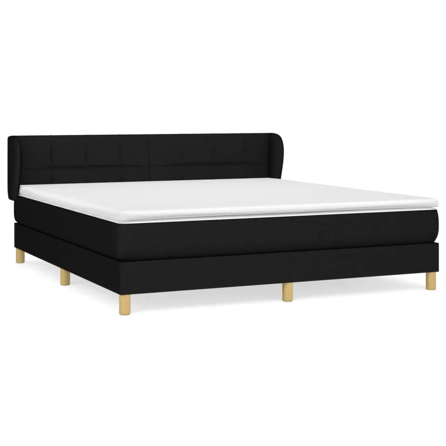 Sommier à lattes de lit avec matelas Noir 160x200 cm Tissu - 2