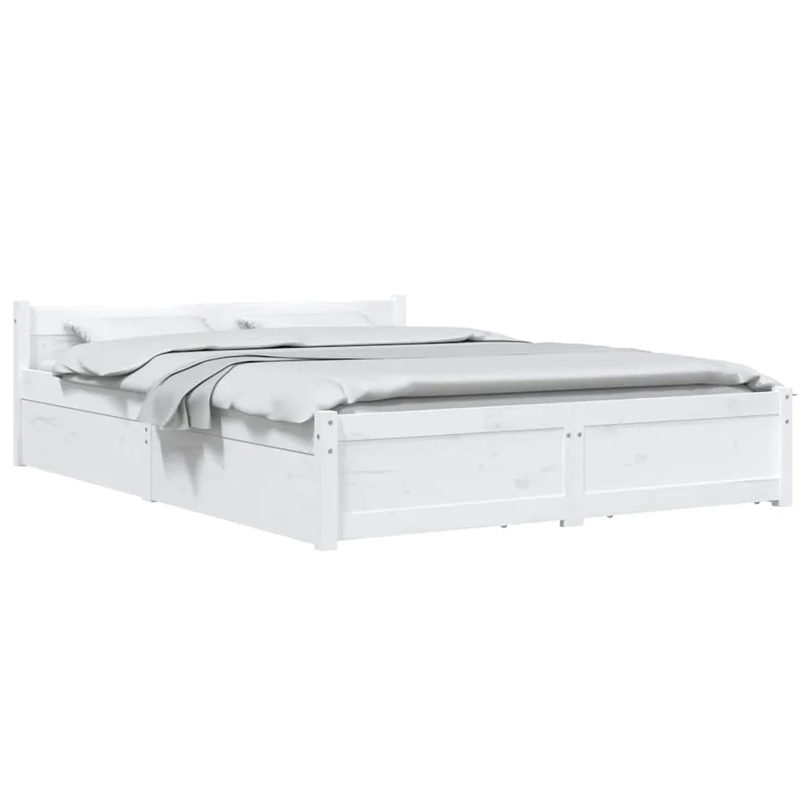 Cadre de lit sans matelas avec tiroirs blanc - 3
