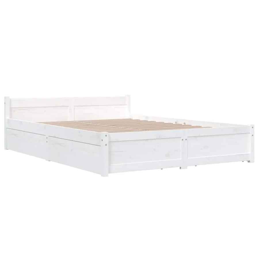 Cadre de lit sans matelas avec tiroirs blanc - 4