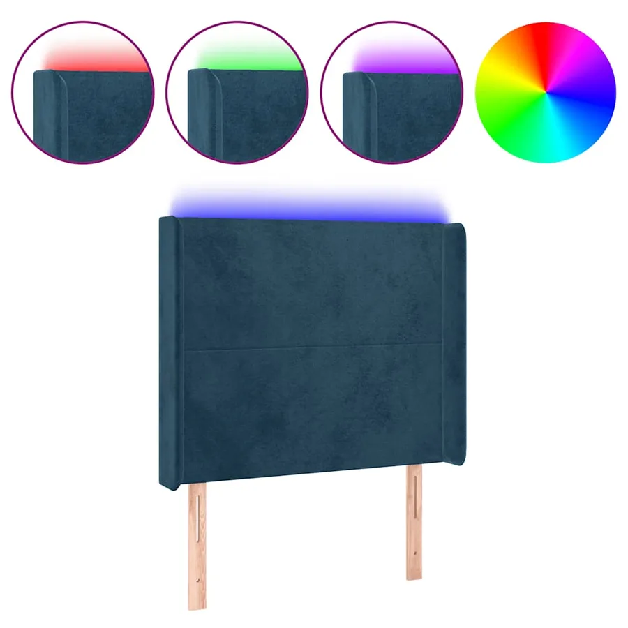 Tête de lit à LED Bleu foncé 83x16x118/128 cm Velours - 2