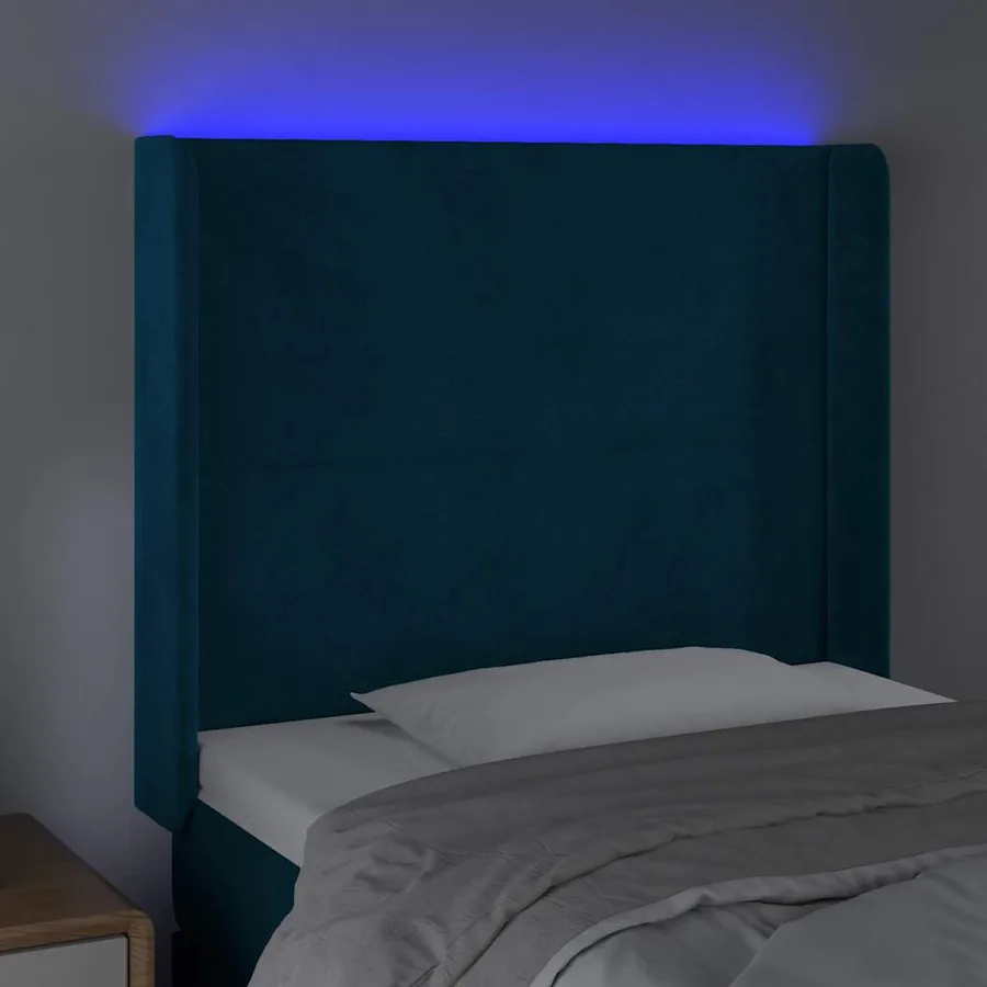 Tête de lit à LED Bleu foncé 83x16x118/128 cm Velours - 4