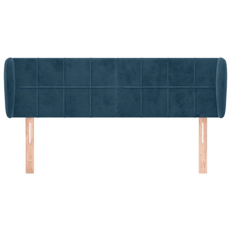 Tête de lit avec oreilles Bleu foncé 147x23x78/88 cm Velours - 3