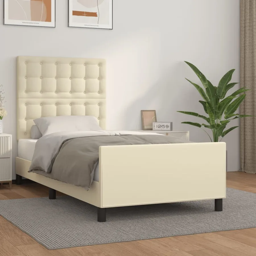 Cadre de lit sans matelas crème 80x200 cm similicuir