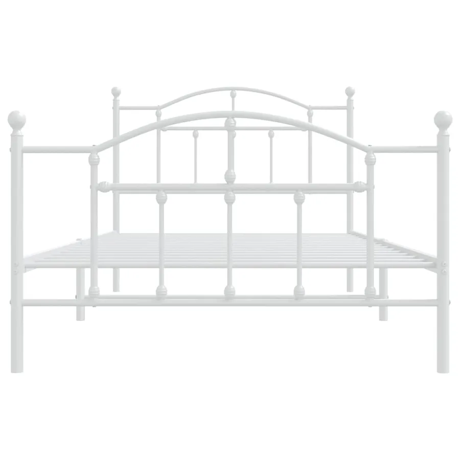 Cadre de lit métal sans matelas et pied de lit blanc 107x203 cm - 5