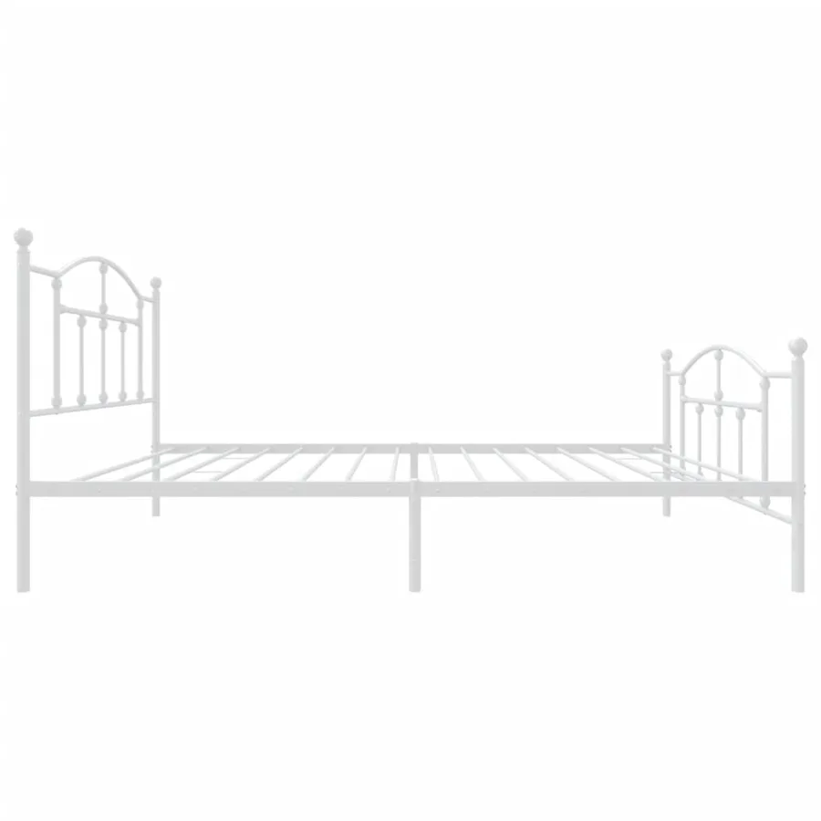 Cadre de lit métal sans matelas et pied de lit blanc 107x203 cm - 6