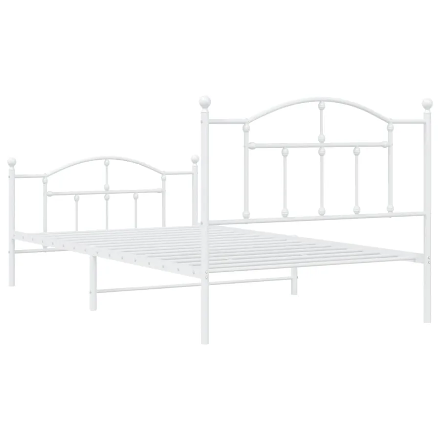 Cadre de lit métal sans matelas et pied de lit blanc 107x203 cm - 7