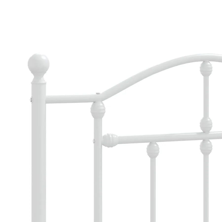 Cadre de lit métal sans matelas et pied de lit blanc 107x203 cm - 8
