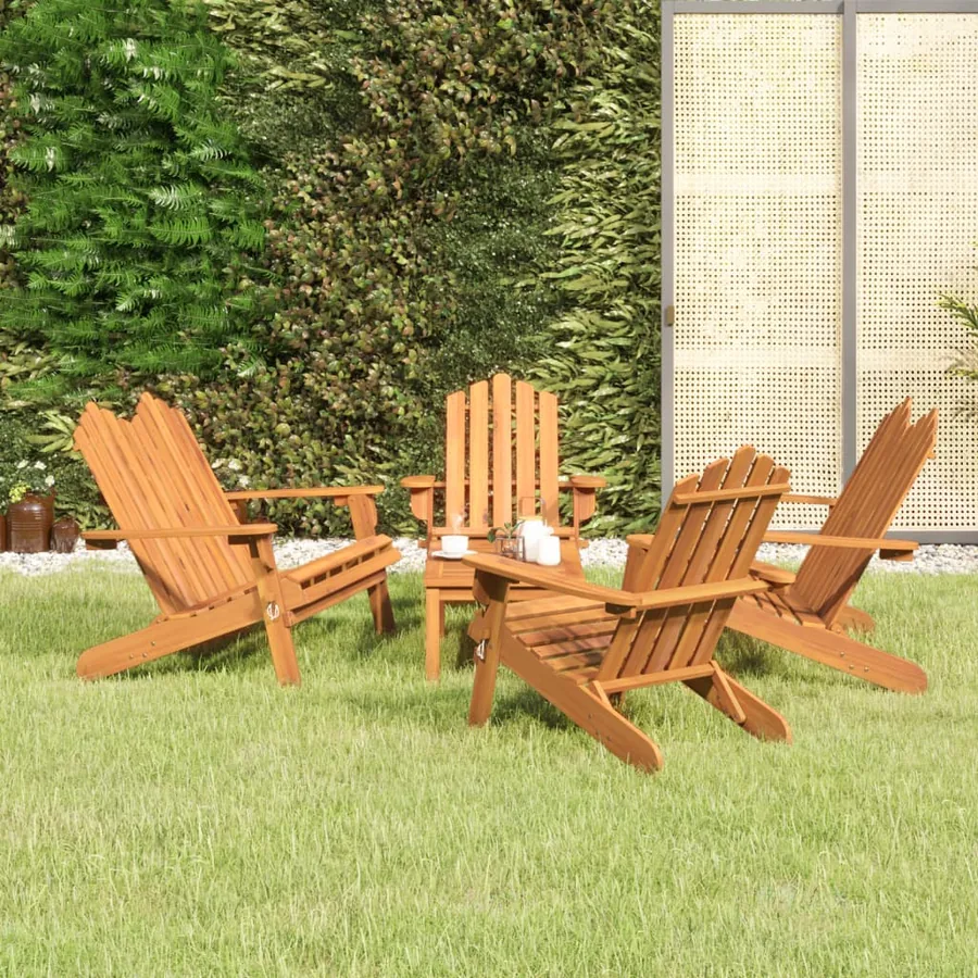 Ensemble de salon de jardin Adirondack 5 pcs bois acacia solide