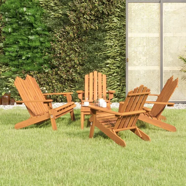 Ensemble de salon de jardin Adirondack 5 pcs bois acacia solide