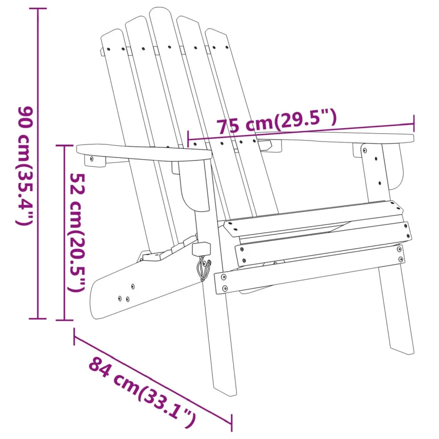 Ensemble de salon de jardin Adirondack 5 pcs bois acacia solide - 10