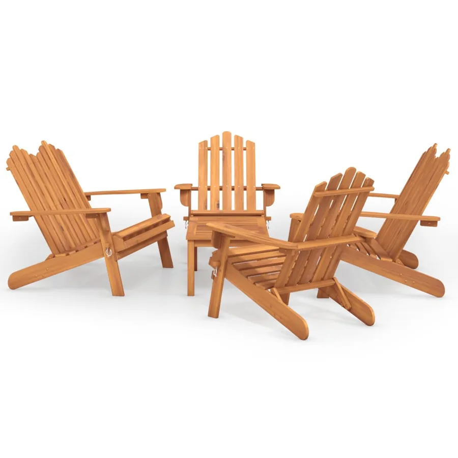 Ensemble de salon de jardin Adirondack 5 pcs bois acacia solide - 2