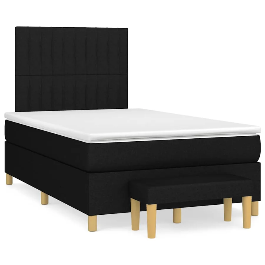 Sommier à lattes de lit avec matelas Noir 120x200 cm Tissu - 2