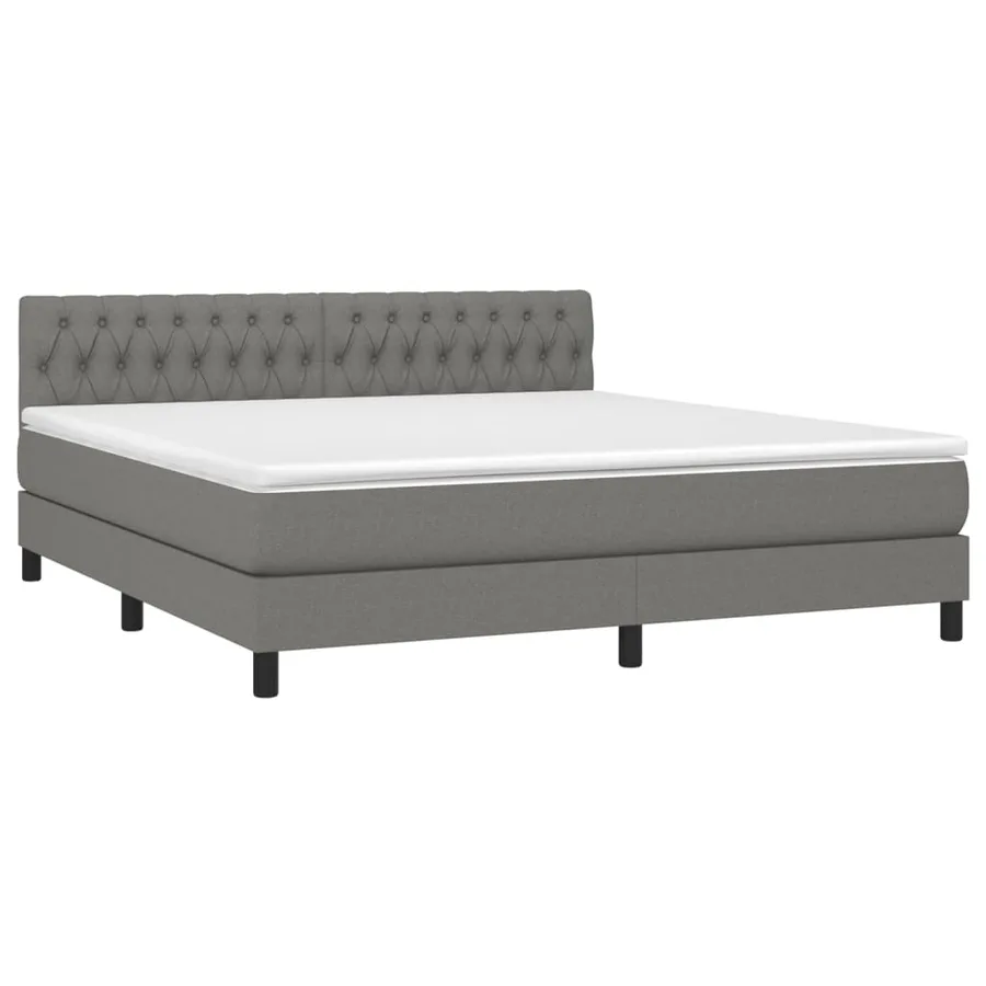 Sommier à lattes de lit et matelas et LED Gris foncé 180x200 cm - 3