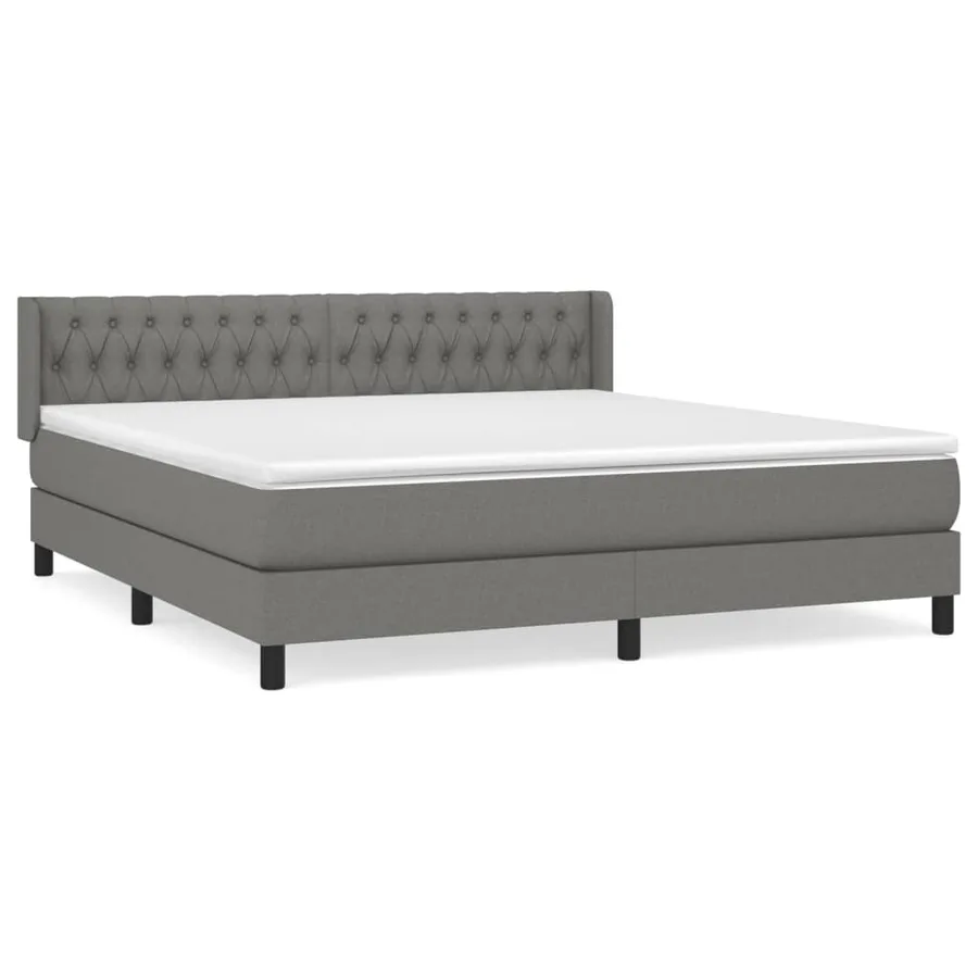 Sommier à lattes de lit avec matelas Gris foncé 180x200cm Tissu - 2