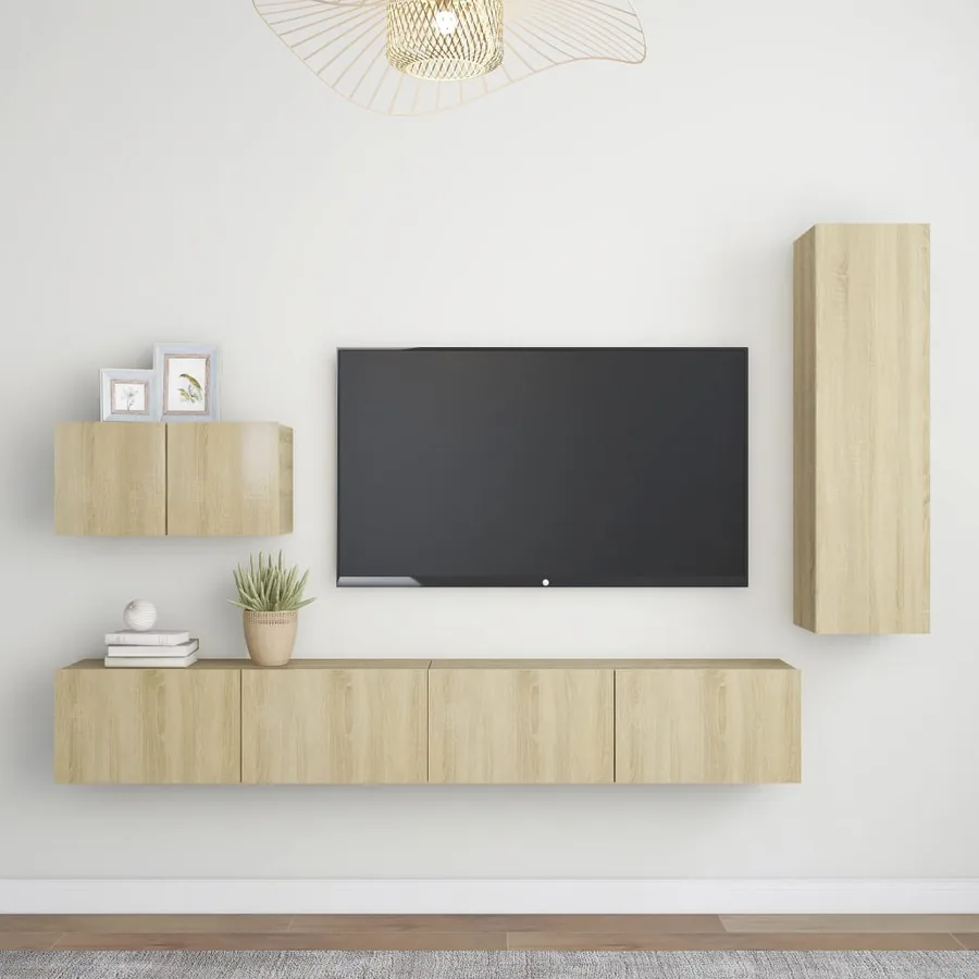 Ensemble de meubles TV 4 pcs Chêne sonoma Bois d'ingénierie