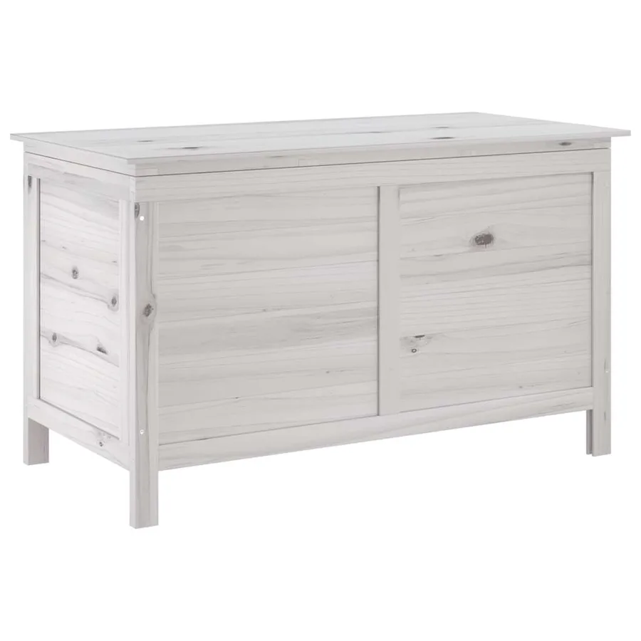 Boîte de rangement de jardin blanc bois massif de sapin - 2
