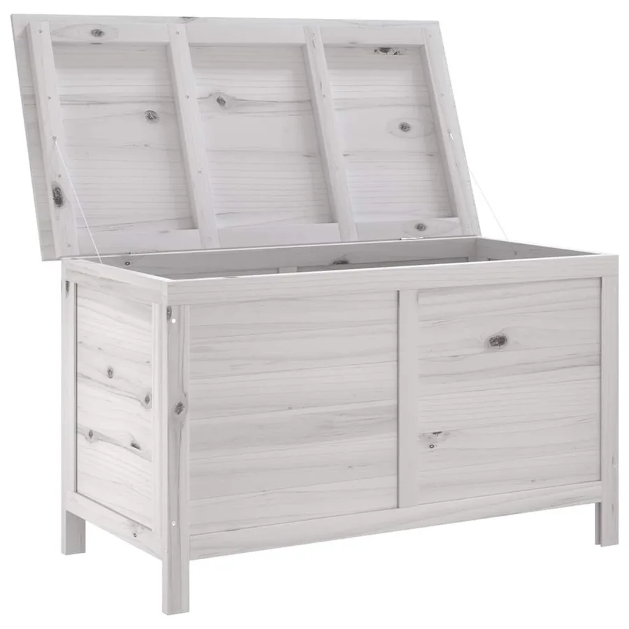Boîte de rangement de jardin blanc bois massif de sapin - 3
