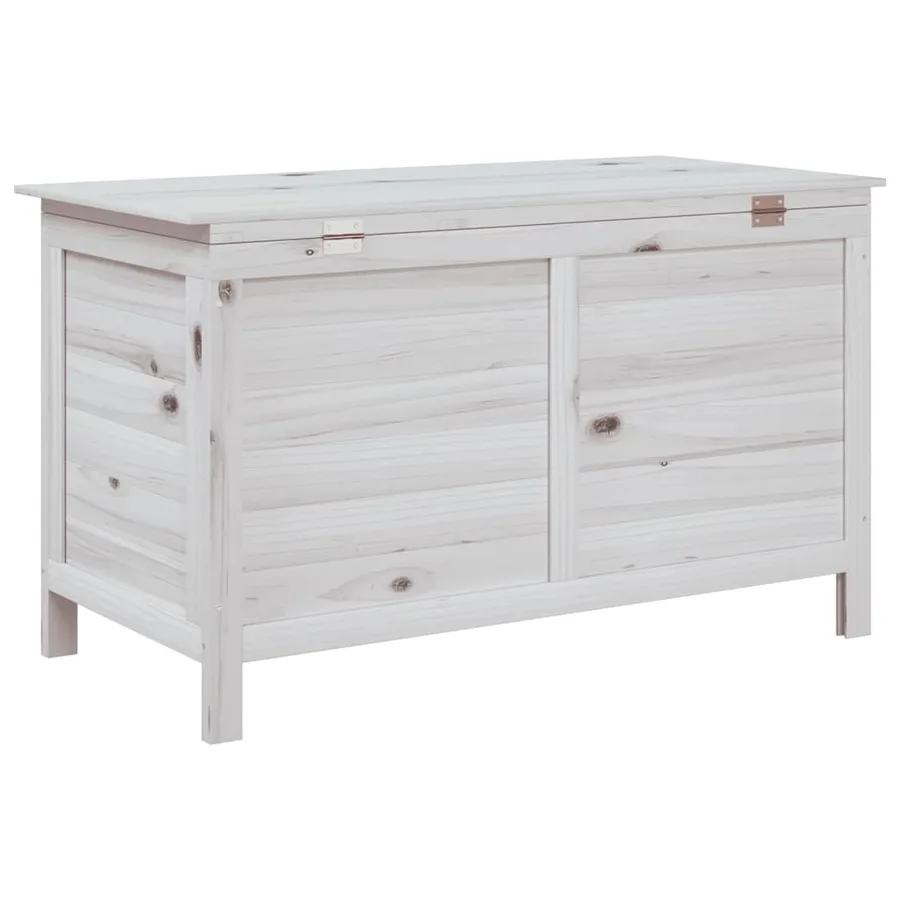 Boîte de rangement de jardin blanc bois massif de sapin - 6