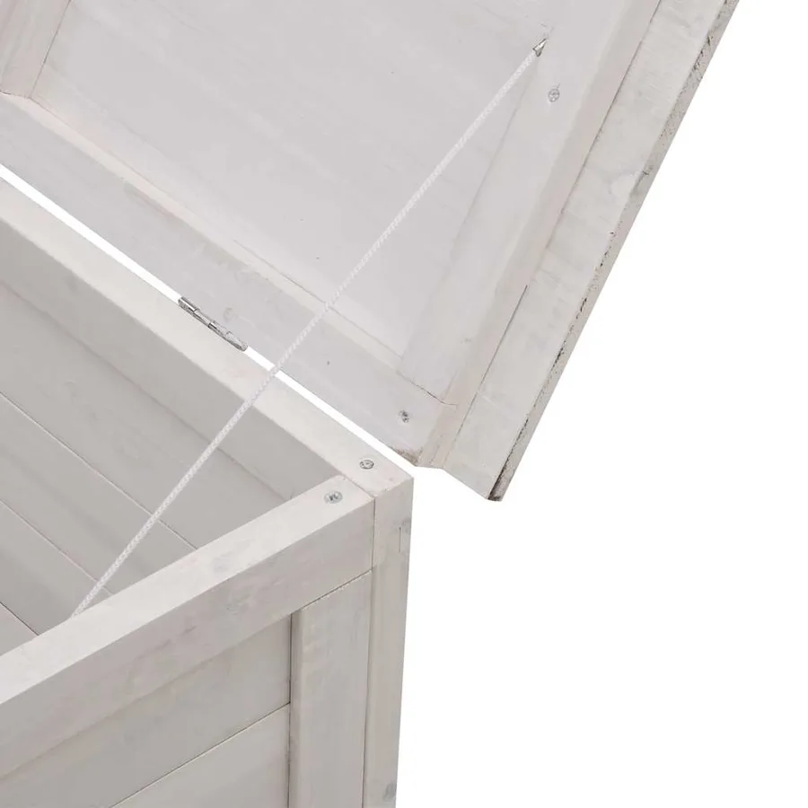 Boîte de rangement de jardin blanc bois massif de sapin - 7