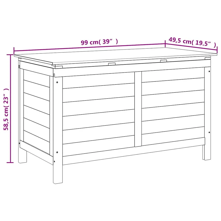 Boîte de rangement de jardin blanc bois massif de sapin - 8
