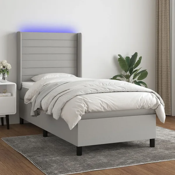 Sommier à lattes de lit matelas LED Gris clair 80x200cm Tissu