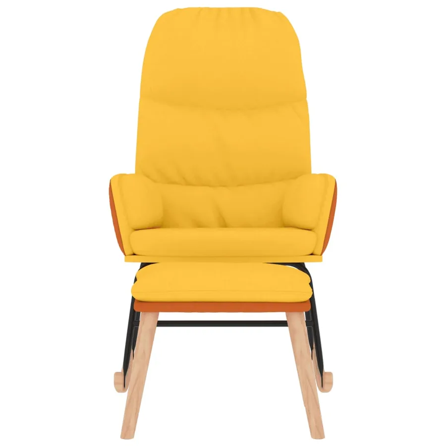 Chaise à bascule avec repose-pied Jaune moutarde Tissu - 3