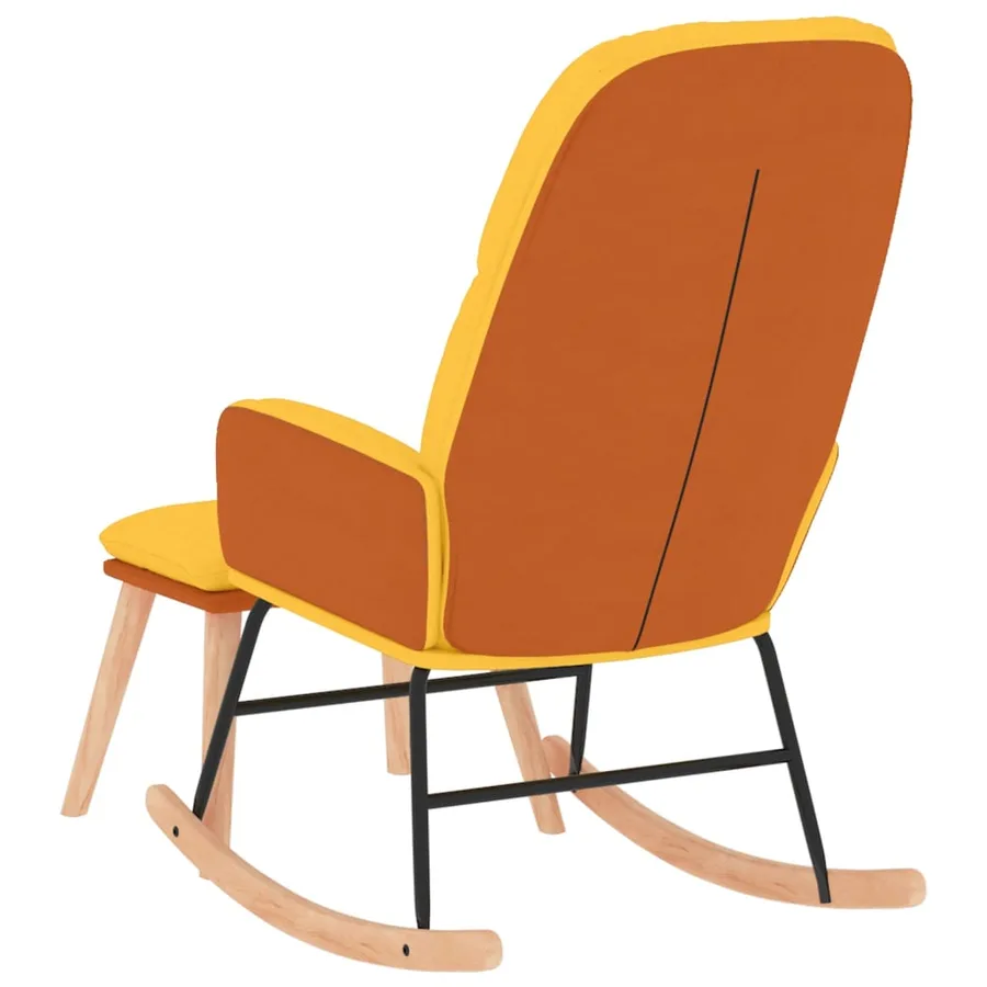 Chaise à bascule avec repose-pied Jaune moutarde Tissu - 5