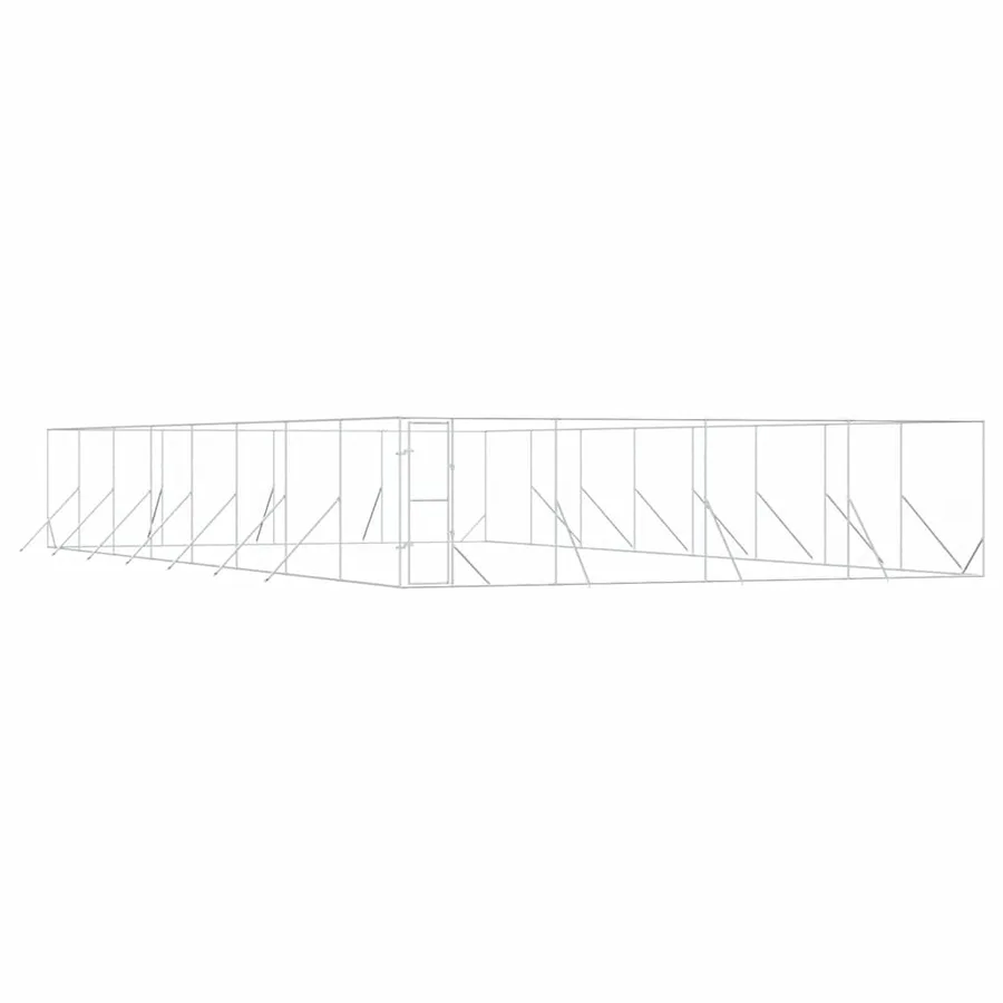 Chenil d'extérieur pour chiens argenté 8x16x2 m acier galvanisé - 2
