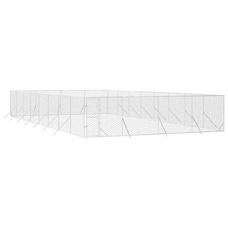 Chenil d'extérieur pour chiens argenté 8x16x2 m acier galvanisé - 3