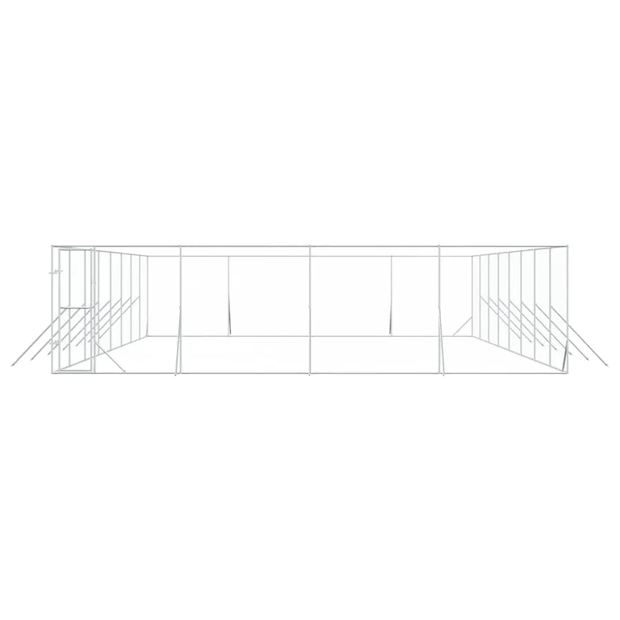 Chenil d'extérieur pour chiens argenté 8x16x2 m acier galvanisé - 5