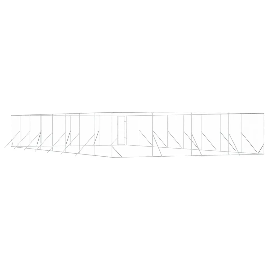 Chenil d'extérieur pour chiens argenté 8x16x2 m acier galvanisé - 7