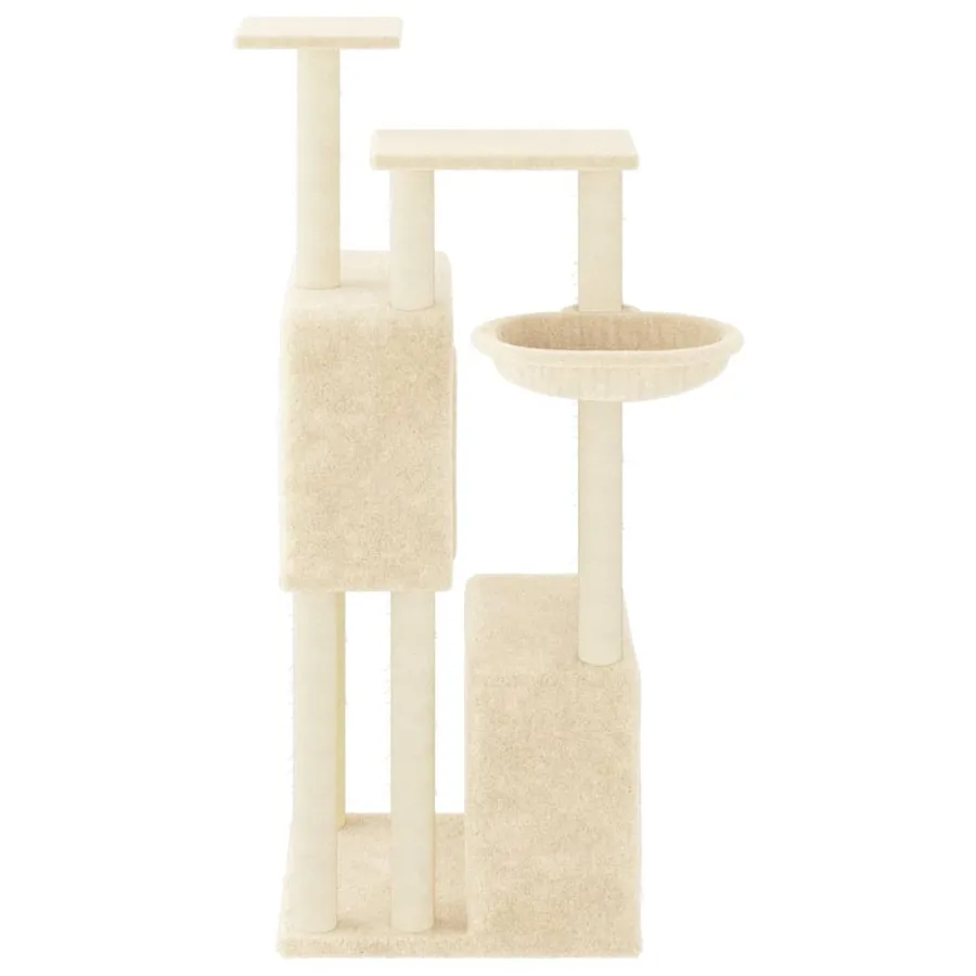 Arbre à chat avec griffoirs en sisal crème 122 cm - 4