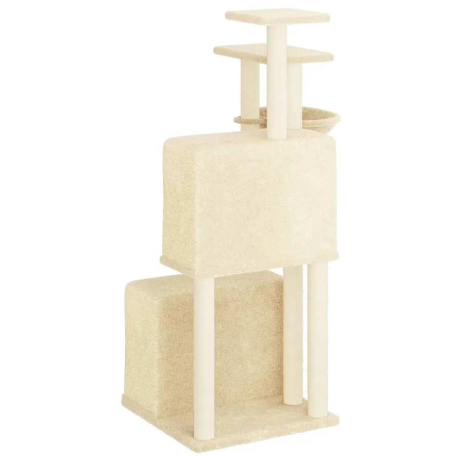 Arbre à chat avec griffoirs en sisal crème 122 cm - 5