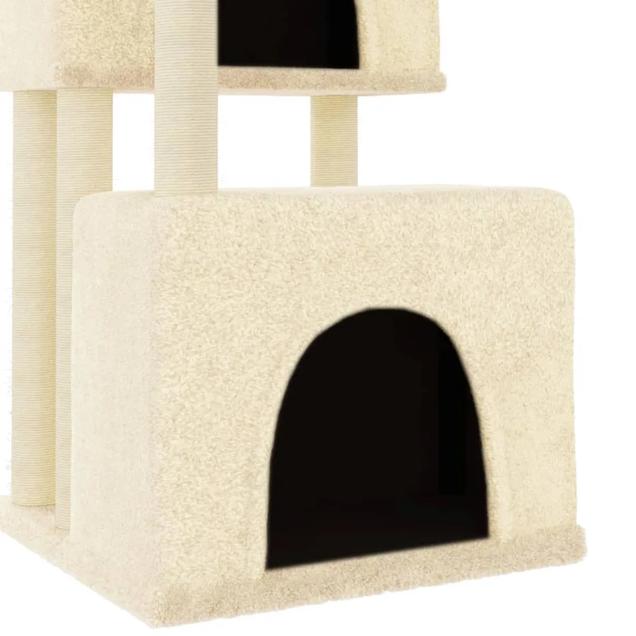 Arbre à chat avec griffoirs en sisal crème 122 cm - 6