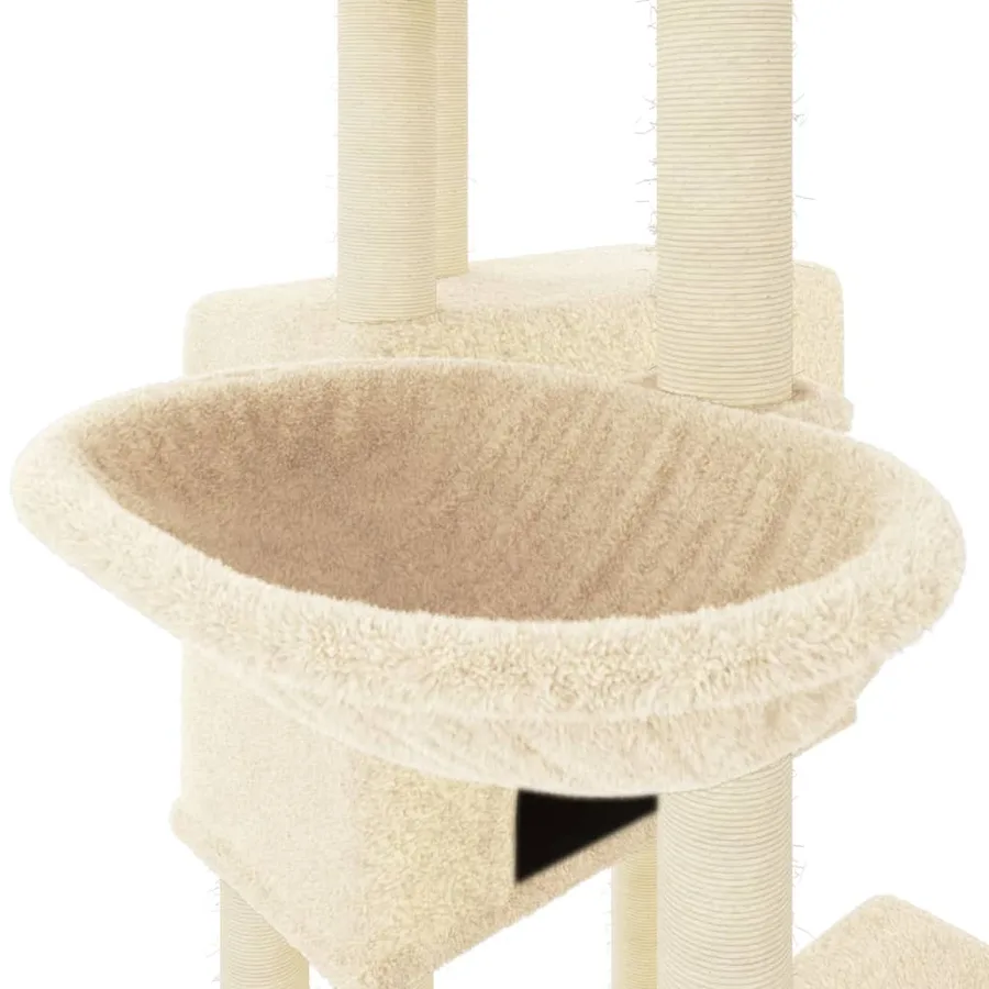 Arbre à chat avec griffoirs en sisal crème 122 cm - 7
