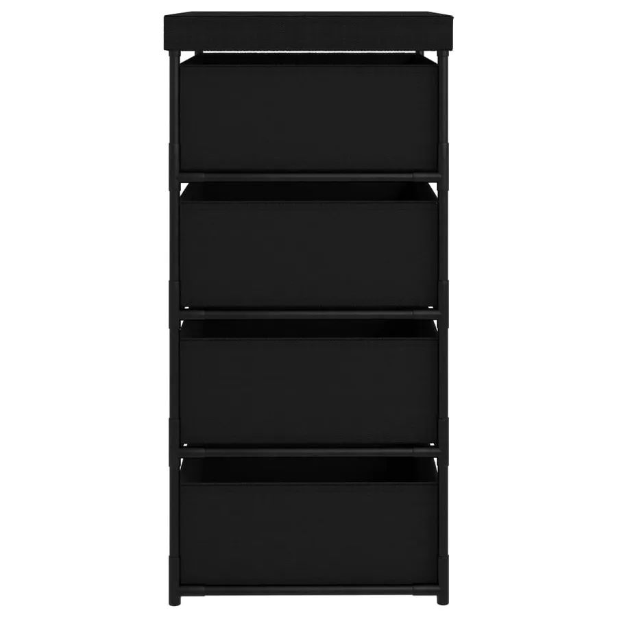 Étagère de rangement avec 4 paniers en tissu Acier Noir - 4
