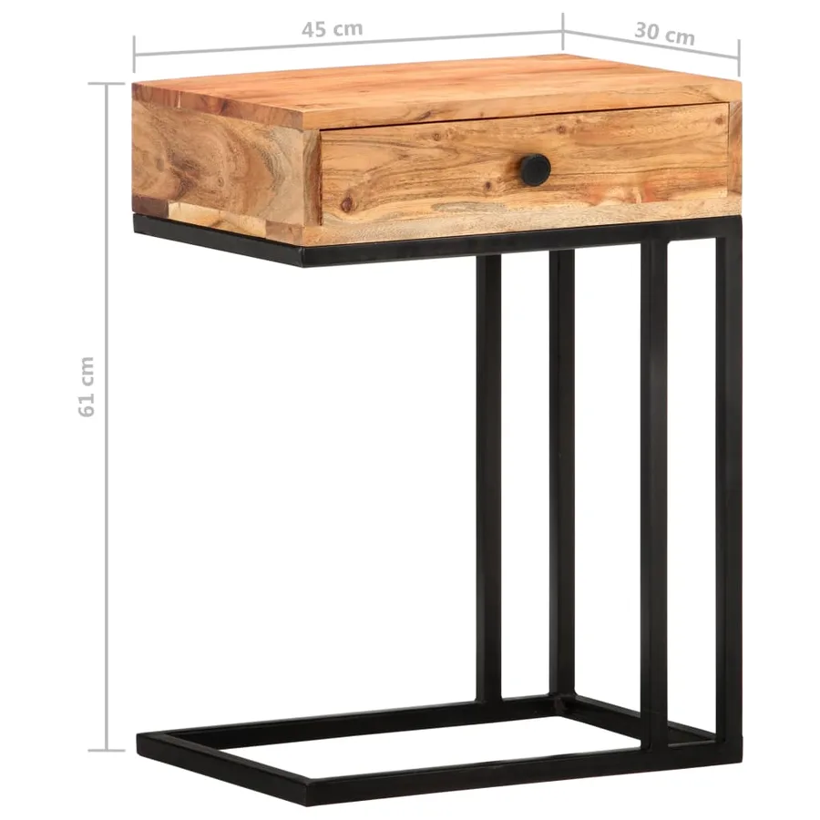 Table d'appoint en forme d'U 45x30x61 cm Bois d'acacia massif - 9